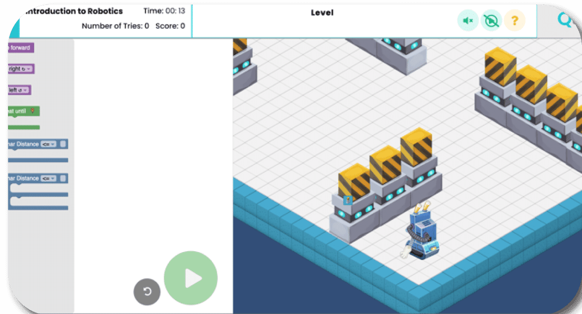 Two children looking at a digital tree with STEAM education icons